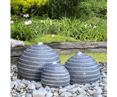 Köhko® Springbrunnen 15003 (14, 20 und 24 cm) 3er Kugelbrunnen-Set mit LED-Beleuchtung