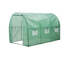Finether Gewächshaus Pflanzenhaus Foliengewächshaus Tomatenhaus Garten Treibhaus mit 6 Fenster | Folientunnel Folienhaus Folienzelt ca. 6m² für Zimmerpflanzen, Kraut, Blume 300x200x200cm