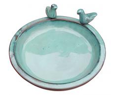Fachhandel Plus Vogeltränke mit Vögel rund frostfest Vogelbad Futterschale Vogelbecken Shabby chic versch. Farben wählbar, Farbe:türkis