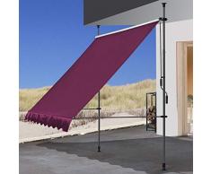 QUICK STAR Klemmmarkise 300 x130cm Bordeaux Balkonmarkise Sonnenschutz Terrassenüberdachung Höhenverstellbar von 200-290cm Markise Balkon ohne Bohren