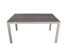 Wohaga®­ Aluminium Esstisch Gartentisch mit Polywood/Non Wood Tischplatte 150x90xH74 Champagner/Mokka Gartenmöbel Terrassenmöbel