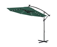 Froadp Ø350cm Alu Knickbarer Sonnenschirme Höhenverstellbarer Ampelschirme mit kurbel Balkonschirm UV Schutz 40+ Gartenschirm(Grün, mit LED)