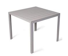 Vanage Polywood Aluminium Gartentisch stabil + pflegeleicht 90x90cm silber
