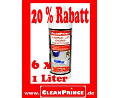 6 x 1 Liter = 6 Liter CleanPrince Marmor- und Granit- Pflegereiniger 1000 ml Feinsteinzeug Naturstein Marmor Marmorreiniger Granit Granitreiniger Granitpflege Reiniger Pflegereiniger Marmorboden Granitboden Granitfliesen Feinsteinzeug