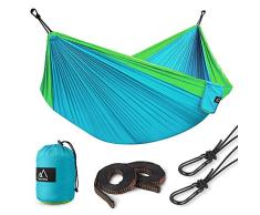 Terra Hiker Hängematte, Extra-Breit 300 x 200cm Outdoor Doppelhängematte mit Aufhängeseilen und Stahlkarabinern, Himmelblau