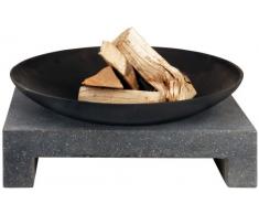 Esschert Design Feuerschale Granito eckiger Sockel, schwarz, 59x59x23 cm, FF135