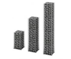 vidaXL Gabione 3-tlg. Steinkorb Steingabionen Drahtkorb Gabionen Mauer Säule