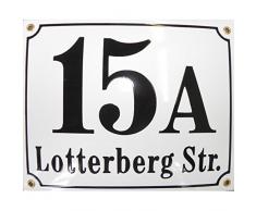 Hausnummer Hausnummernschild Emaille 25x30 cm mit Wunschstraßennamen und Nummer