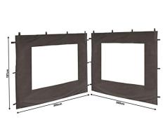 QUICK STAR 2 Seitenteile mit PVC Fenster für Blätter Pavillon 3x3m Grau