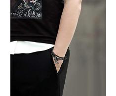 Cupimatch Herren Damen Retro Lederarmband, Manschette Wlickelarmband Armband Armreif mit Axt Beil Anhänger, Verstellbaren Größen, Leder Edelstahl, schwarz