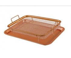 Nuovva Copper Crisper Backblech mit Grillkorb, Antihaft-Backblech, Kupfer, 2-teiliges Set
