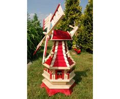 Deko-Shop-Hannusch Große Windmühle mit Beleuchtung Solar, Solarbeleuchtung, Windmühlen kugelgelagert 1,0 m