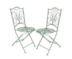 Spetebo Metall Klappstuhl in antik grün - 2er Set - Garten Stuhl Bistrostuhl Balkonstuhl