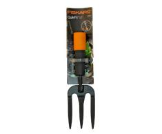 Fiskars Pflanzgabel mit 3 Zinken, Werkzeugkopf, Länge: 27,5 cm, Rostfreie Stahl-Zinken, Schwarz/Orange, QuikFit, 1000733