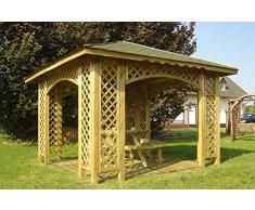 3m x 3m (Außenmaß 3,5m) HOLZPAVILLON MIT HOLZDACH, RANKGITTER