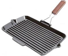 Fontignac Gusseisen Grillpfanne Induktion Grill Pfanne 32x21cm Guss + FiduciaShop Thermometer Gratis