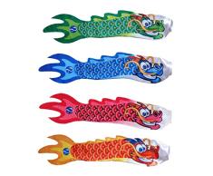 B Blesiya 4 Stück Japanische Flughafen Drache Windsack mit reflektierendem Gürtel, zur Messung des Wind, 4 Farben