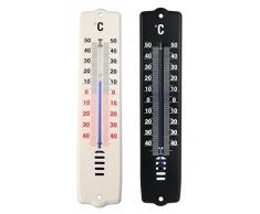 Lantelme 2 Stück Thermometer Set Analog Innen Außen Garten 20 cm Kunststoff weiß schwarz - 34 + 50 °C 4399