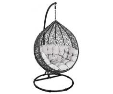 Dynamic24 Korb Hängesessel + Kissen + Gestell Hängestuhl Lounge Hängekorb Schaukel Sessel