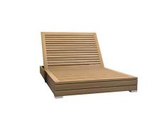 Teako Design Gartenliege Korsika Teak Doppelliege unbehandeltes Massivholz Wetterfest robust Teakholz Sonnenliege Relax