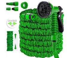 KESSER® Gartenschlauch 30m Flexibler Basic Wasserschlauch Flexible dehnbarer Flexischlauch Multisfunktionsbrause mit 8 Funktionen, Adapter inkulsive passend für jeden Wasserhahn mit Gewinde, Grün