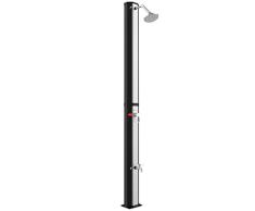 Homelux Solardusche Außen Gartendusche Pooldusche Campingdusche mit Regenduschkopf Wasserhahn Fußdusche Gartenschlauch-Anschluss 2-teilig 35L Silber-Schwarz