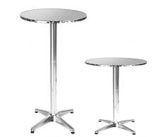 Mojawo Klappbarer Bistro Stehtisch Aluminium Bistrotisch Terrassentisch Ø60cm höhenverstellbar H70/110cm Silber rund Balkontisch Gartentisch Bistrotisch