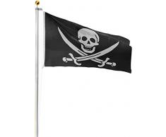 normani Aluminium Fahnenmast 6,20 6,80 oder 7,50 m Höhe inklusive Piratenflagge Totenkopf Fahne (90 x 150 cm) Farbe Totenkopf mit Säbeln Größe 6.50 Meter