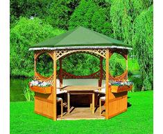 Beauty.Scouts Outdoor Dino Collection Pavillon Marion III, Holz/PE-Gewebe, 278x278cm, mit Möbeln, Gartenpavillon, Pavillonset, Garten, Gartenmöbel, Gartenausstattung, Holzpavillon