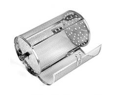 Edelstahl Ofenbräter Rotisserie Grill Korb Drehbarer Backkäfig für Erdnüsse, Walnüsse, Mandeln Backen, BBQ Grill Backgeschirr Werkzeug, Silber, Free Size