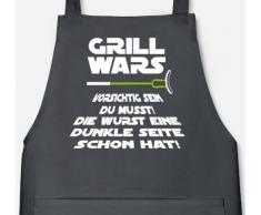 Lustige Grillen Barbecue Schürze von Shirtstreet24 mit Dunkle Seite Grill Wars Aufdruck, Größe: onesize,Dark Grey