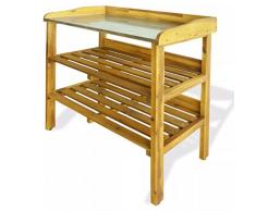 vidaXL Pflanztisch 2 Ablageböden Akazienholz Zink Pflanzentisch Gärtnertisch