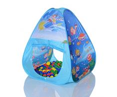 LCP KIDS Pop Up Spielzelt Ocean Pyramide als Kinder Spielhaus und Bällebad mit 100 Bällen