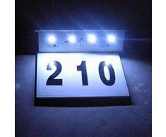 LED Solar Edelstahl Powered Hausnummer Lampe Automatikschalter Alphanumerische Außentür Außenwandschild Lichtsensor-Wie abgebildet