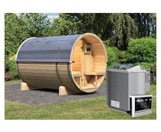 Karibu Fass - Sauna 2 42 mm inkl. 9-kW-Bioofen - Saunahaus