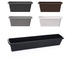 Blumentopf Blumenkasten Balkonkasten Pflanztopf mit Untersetzer Robuster Kunststoff Geländerkasten 40cm-90cm 6 Größen (900 Braun)