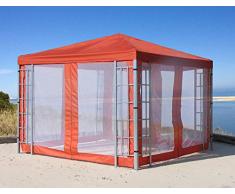 QUICK STAR Rank Pavillon Set 3x3m Terra mit 4 Moskitonetz Seitenteilen Metall Partyzelt Garten