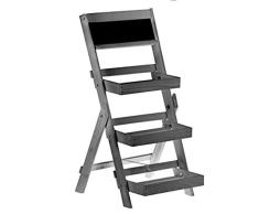 Riyashop Blumenständer Garten Etagere Blumenregal Blumentreppe Pflanzentreppe Blumen Holz (Grau)