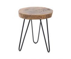 DESIGN DELIGHTS BEISTELLTISCH BAUMSCHEIBE | Tamarindenholz, Metall, Ø 34 cm, H 54 cm | Couchtisch, Blumentisch, Telefontisch aus Holz