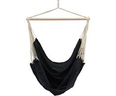 AMANKA XXL Hängesessel 185x130cm Hängestuhl 2 Personen Hängesitz bis 150 kg Baumwolle Hängematte inkl. 360° Swivel Hängeschaukel Schwarz