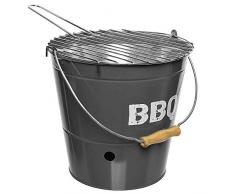 zeitzone Grilleimer BBQ Picknickgrill Holzkohlegrill Tischgrill Campinggrill Grau Ø 27cm