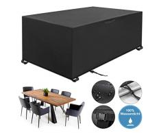 Yissvic Abdeckung Gartenmöbel Abdeckhaube Schutzhülle Abdeckplane für Gartenmöbel Gartentische Möbelsets Wasserdicht Oxford 420D Schwarz (Verpackung MEHRWEG) (213 x 132 x 74cm)
