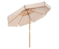 SONGMICS Holz-Sonnenschirm, Ø 300 cm, Marktschirm, UV-Schutz UPF 50+, Gartenschirm, Terrassenschirm, Sonnenschutz, ohne Ständer, Outdoor, für Garten, Balkon und Terrasse, Taupe GPU32BR