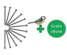 Gardemics Aluminiumnägel für Nistkästen/Futterhaus, Alunägel zur Befestigung von z.B. Nisthöhlen in Bäumen, 12 Stück 4,5x80 mm, GRATIS eBook