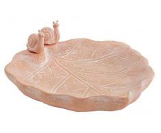 Vogeltränke aus Keramik, lasiert, Terrakotta-Optik, mit aufsteckbarem Schnecken-Paar, ca. Ø 30 cm
