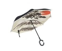 AOTISO Umgekehrter Regenschirm der japanischen Bergkiefer, großer doppelschichtiger Regensonnen-Regenschirm im Freien