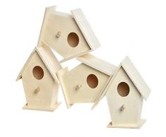 Baker Ross EC1235 Mini Holz, Vogelhäuser zum Bemalen und Dekorieren für Kinder Kunst und Handwerk oder Gartenprojekte (4 Stück)