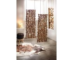 Deko-Objekt Rustikal aus Rattan & Holz, Raumteiler, Paravent, Skulptur