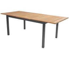 Hartman stilvoller Ausziehtisch South Wales, hochwertiges Aluminiumgestell in xerix, hellbraune FSC-Teakholz Tischplatte, ca. 150/210cm x 90 x 73,5 cm, Gartentisch Holztisch, 8 Personen, wetterfest