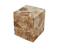 Invicta Interior Massiver Beistelltisch Square 40cm Teakholz Würfel Sitzhocker Wohnzimmertisch Tisch Hocker Holzhocker